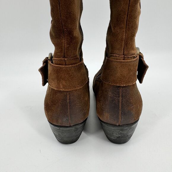 BORN Kylli Distressed Brown Suede Leather Riding Boots Size 9.5 - Picture 6 of 11